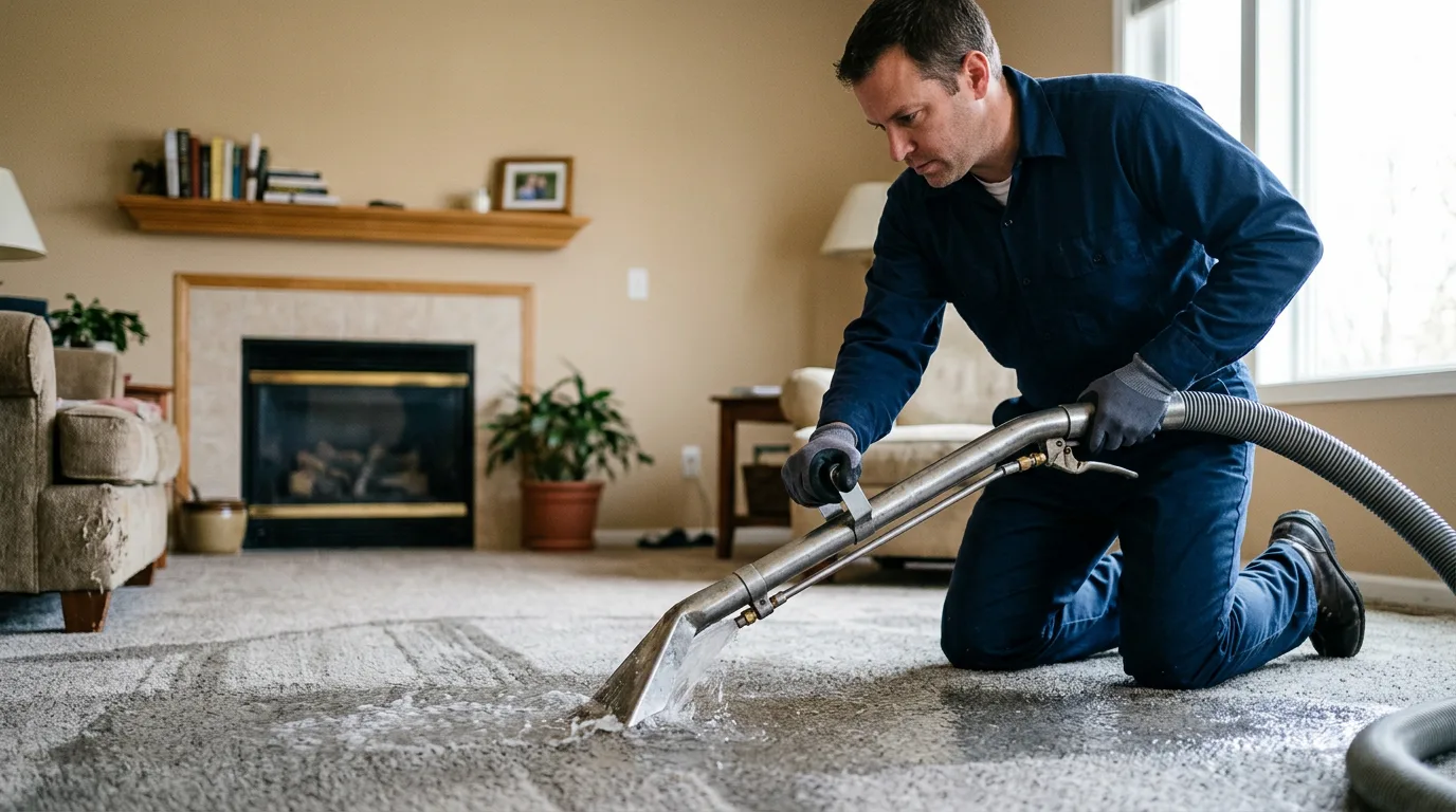 Water damage restoration technician working near Bartlett, NH